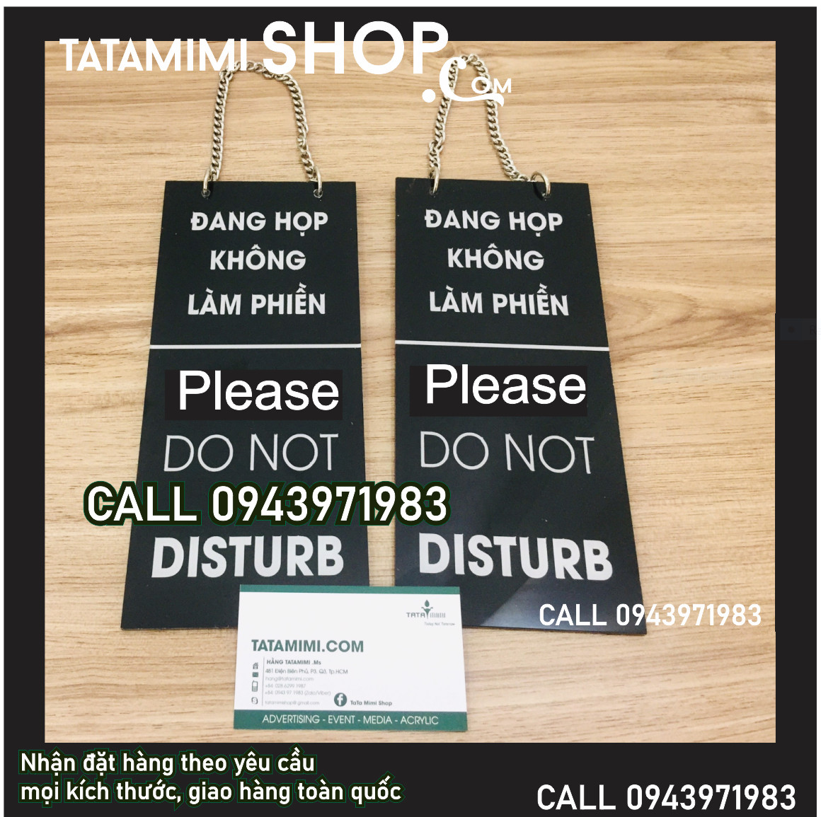 Bảng không làm phiền treo cửa bằng mica hoặc fomex bồi decal