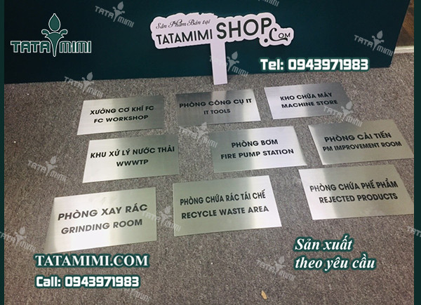 Biển phòng ban trong công xưởng từ inox in UV