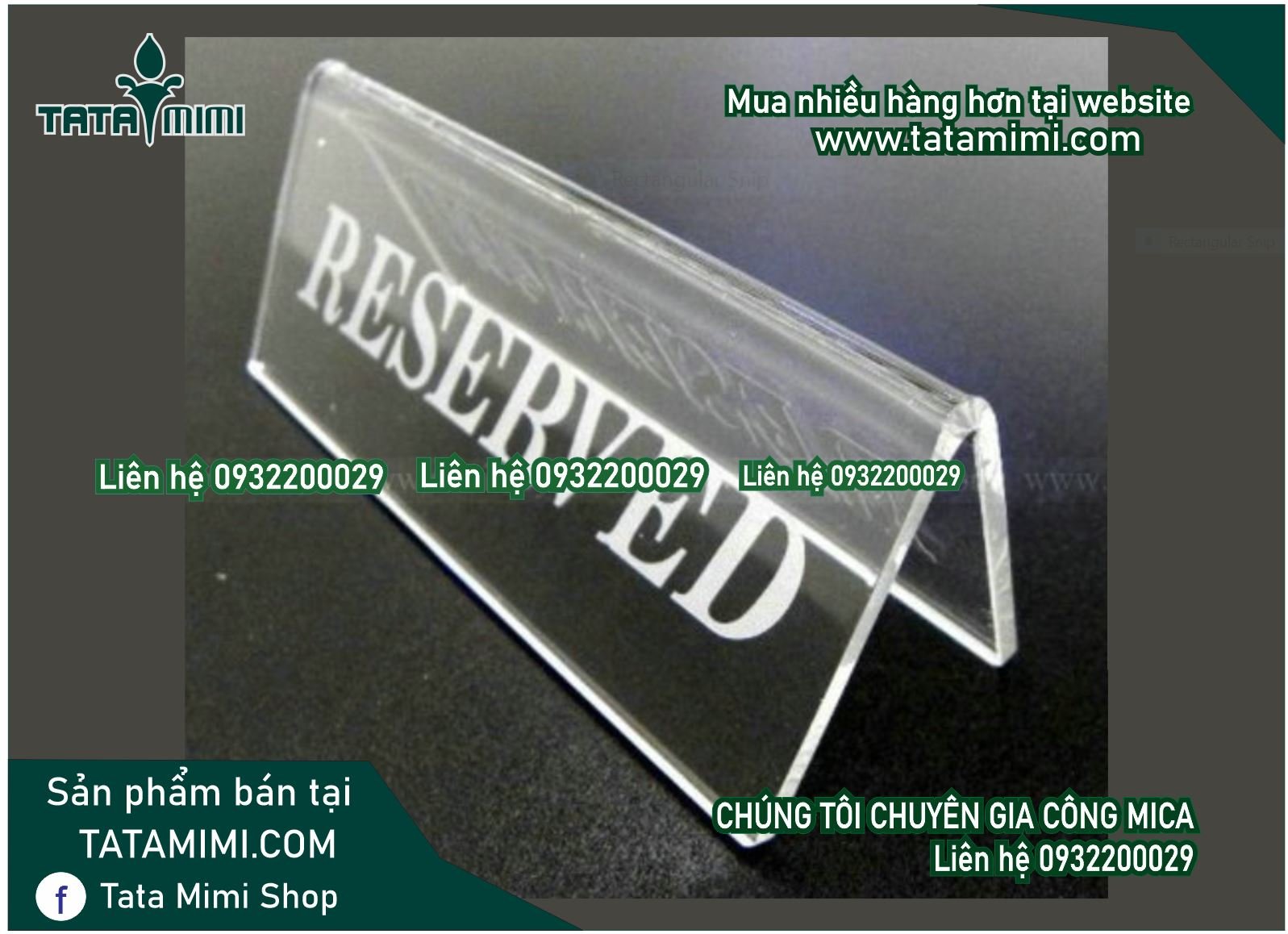 Bảng đặt bàn từ mica hoặc inox