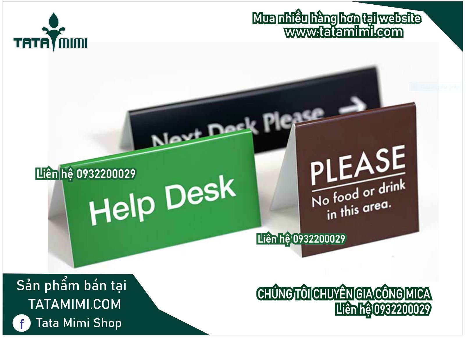 Bảng đặt bàn từ mica hoặc inox