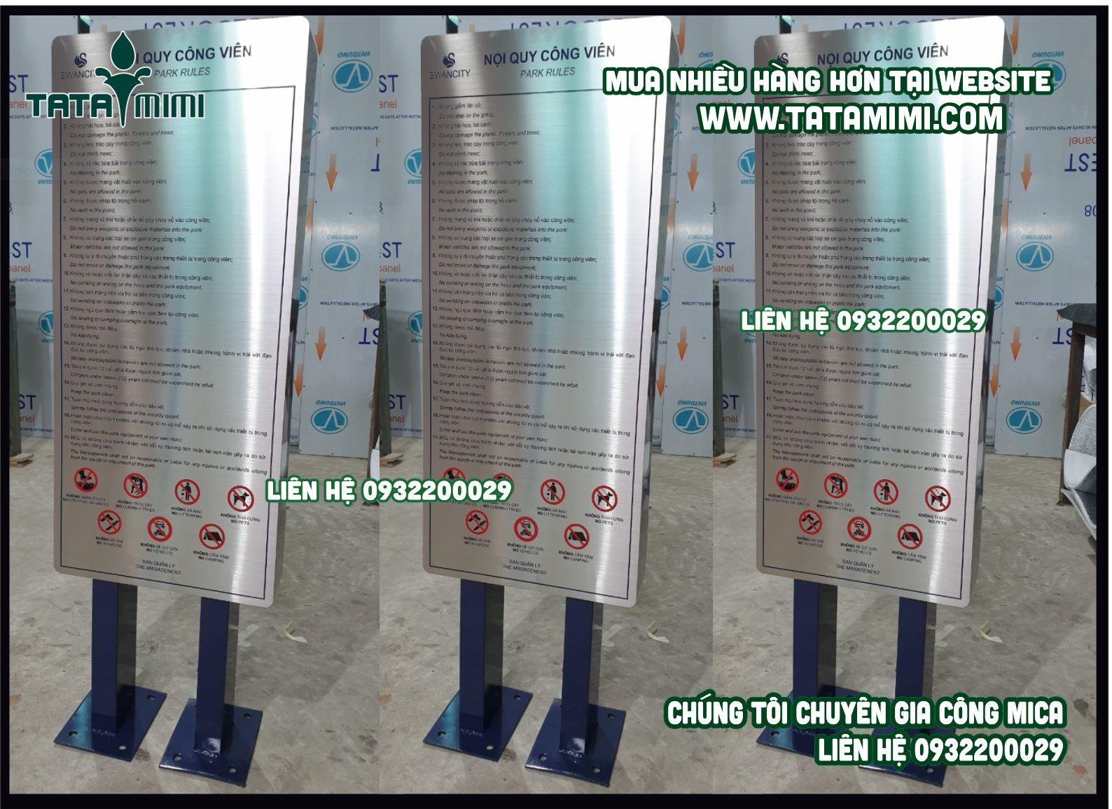 Bảng nội dung nội quy inox