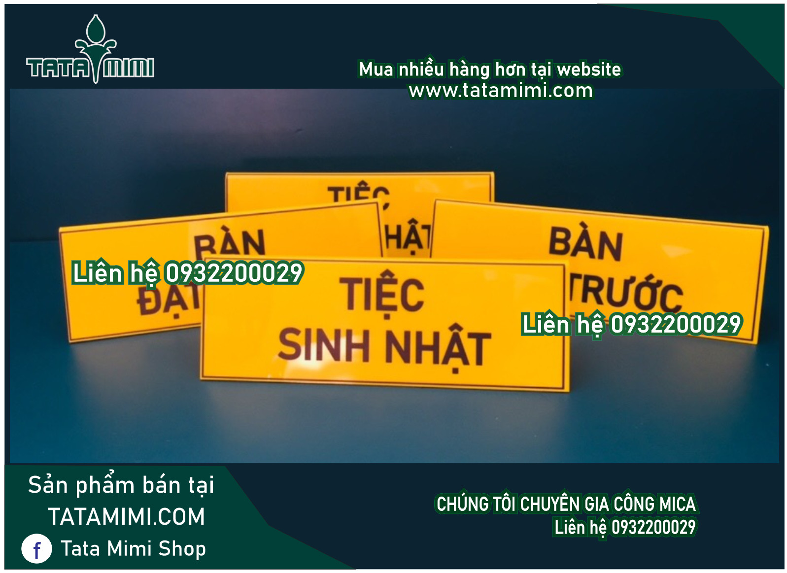 Bảng đặt bàn từ mica hoặc inox