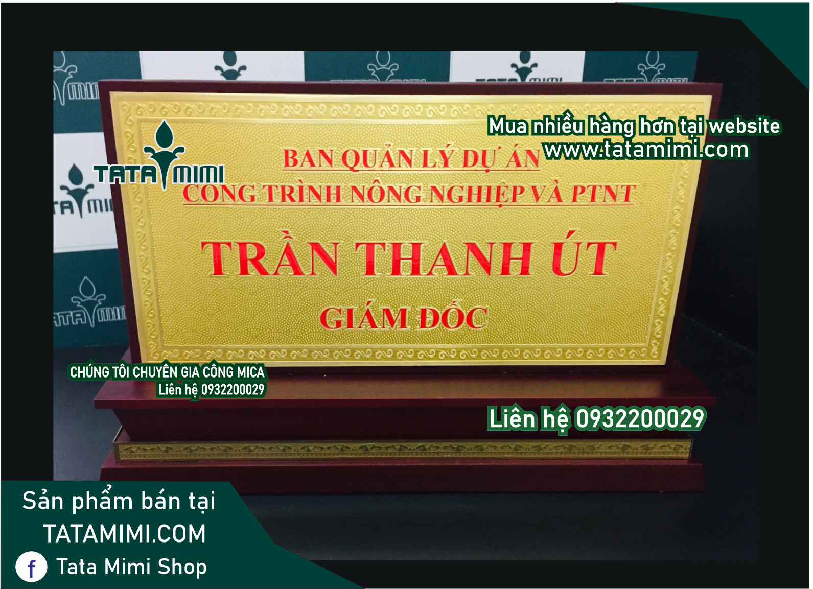 Bảng chức danh màu đồng nội dung in cố định dùng lâu dài