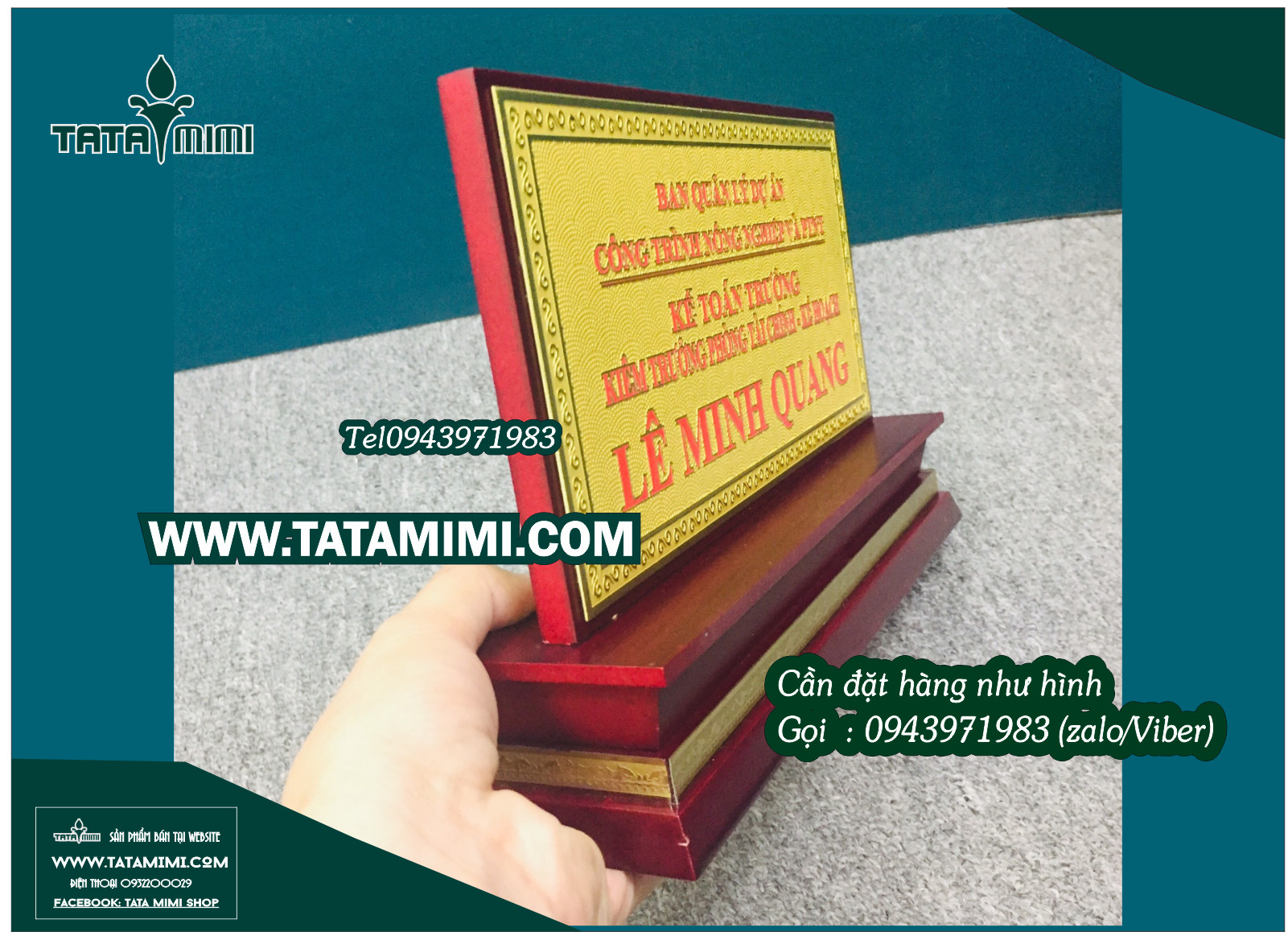 Bảng chức danh màu vàng chữ đỏ