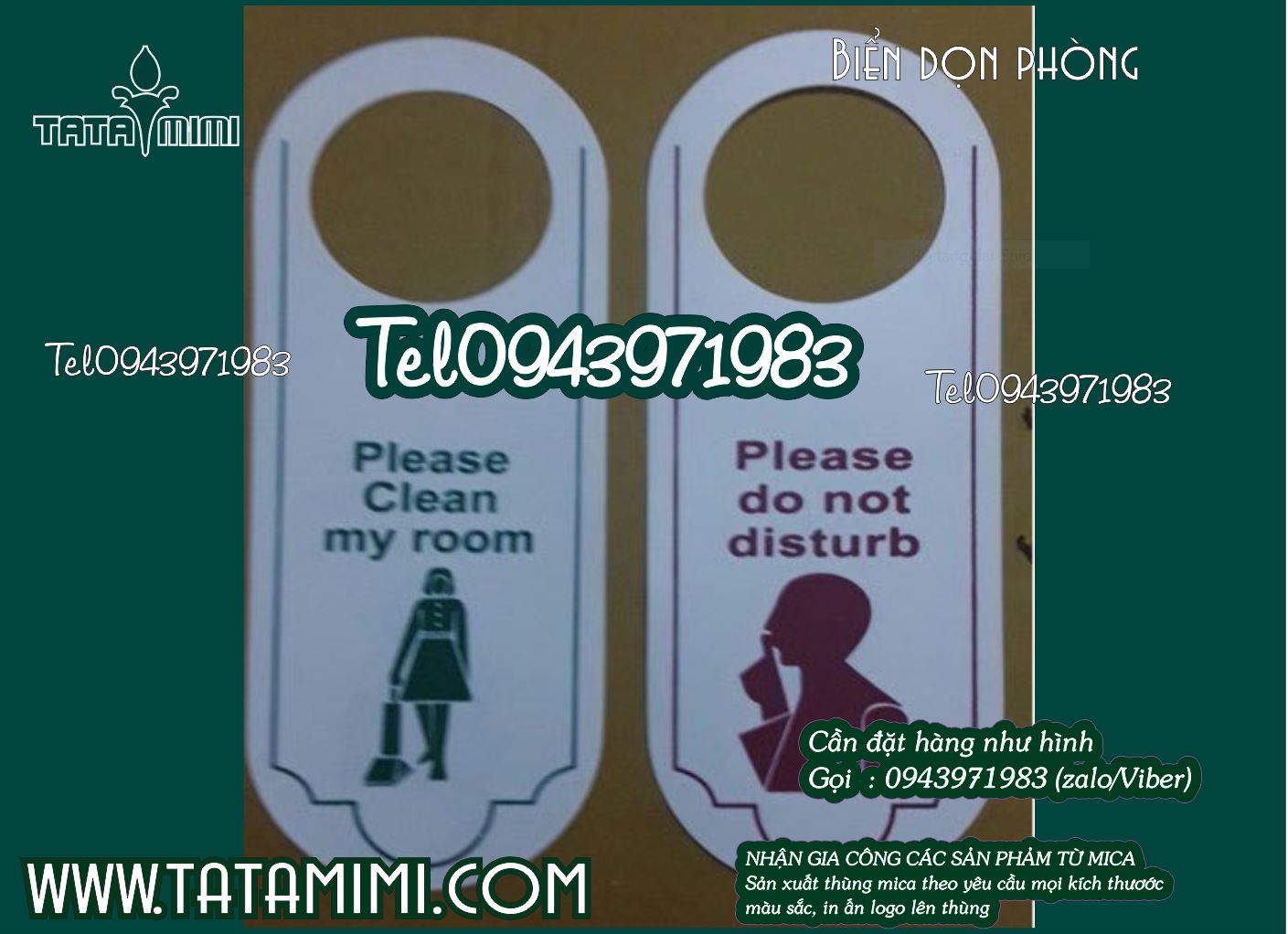 Bảng không làm phiền treo cửa bằng mica hoặc fomex bồi decal