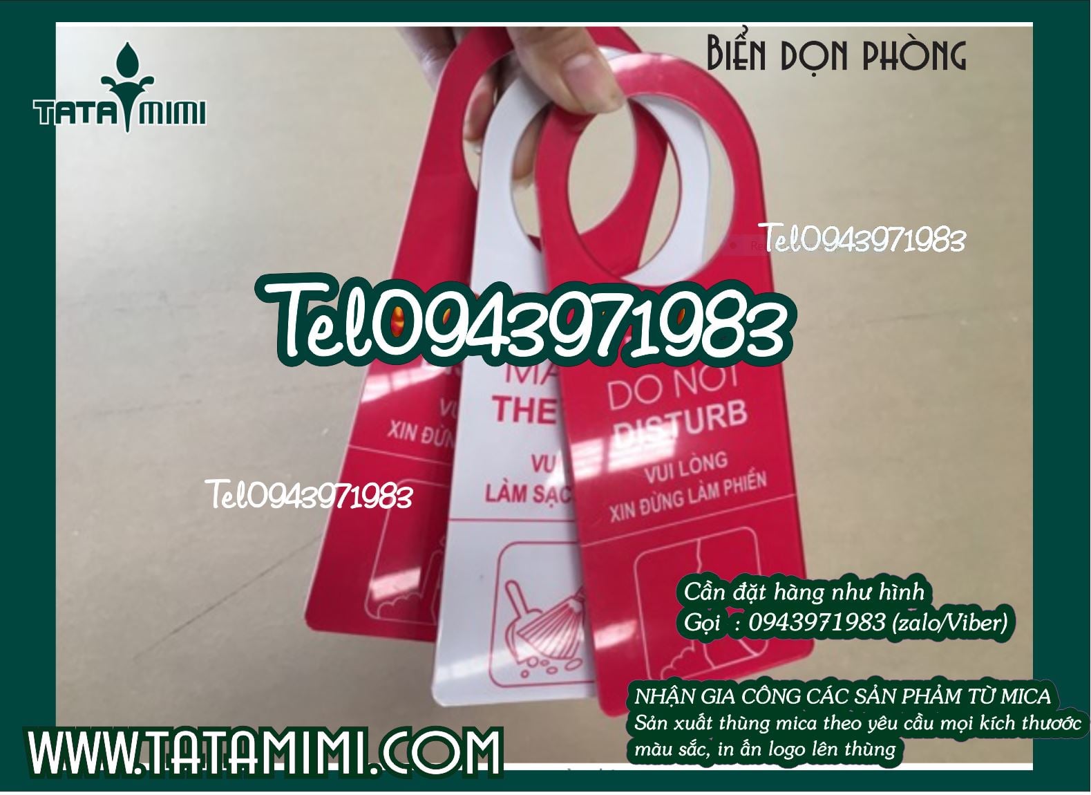 Biển treo cửa phòng với nội dung 2 mặt khác nhau
