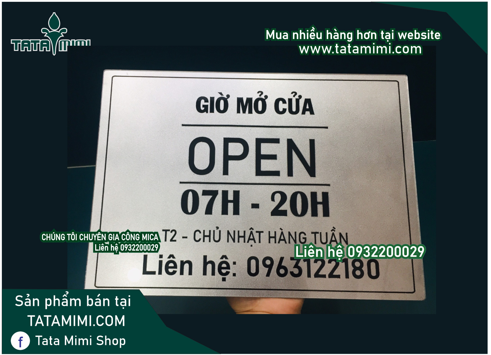 Bảng treo cửa làm từ 2 tấm mica 2mm
