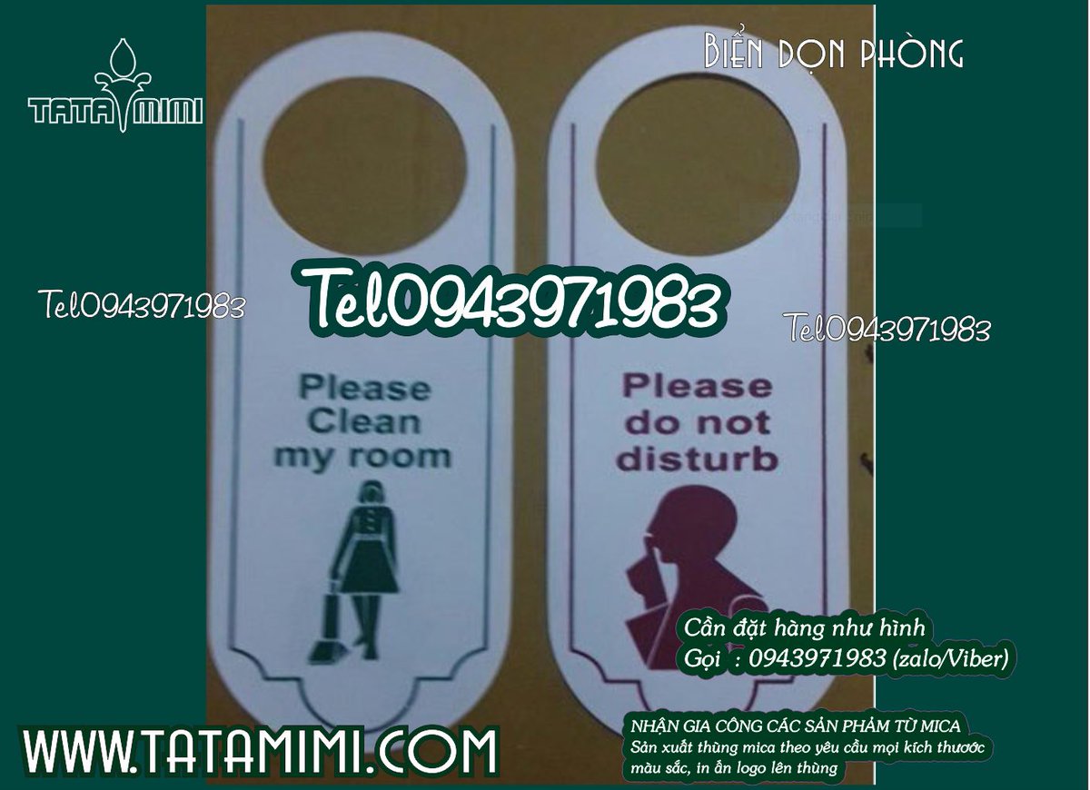 Thẻ mica không làm phiền treo cửa phòng