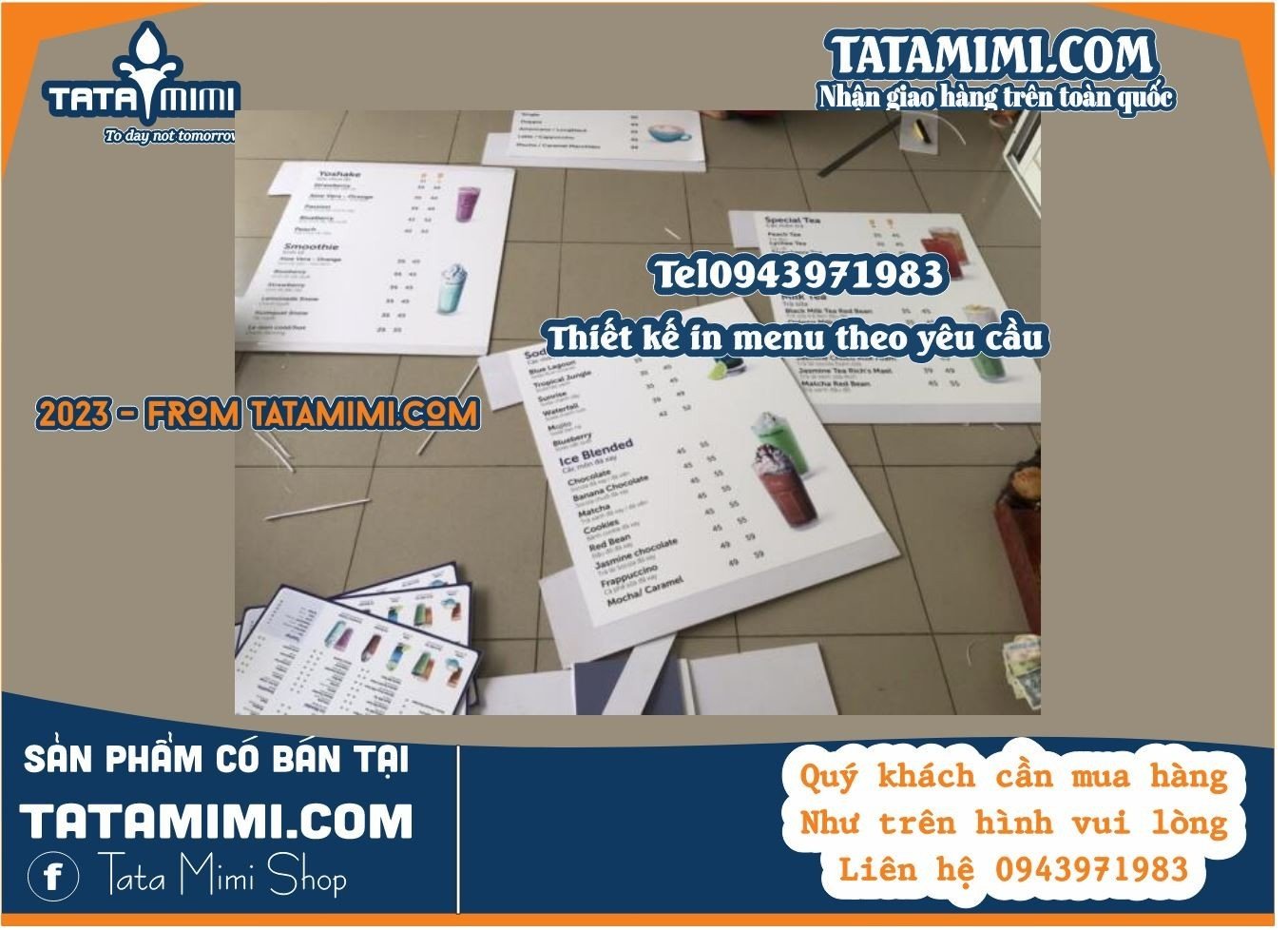 Biển menu cầm tay hoặc gắn tường từ fomex