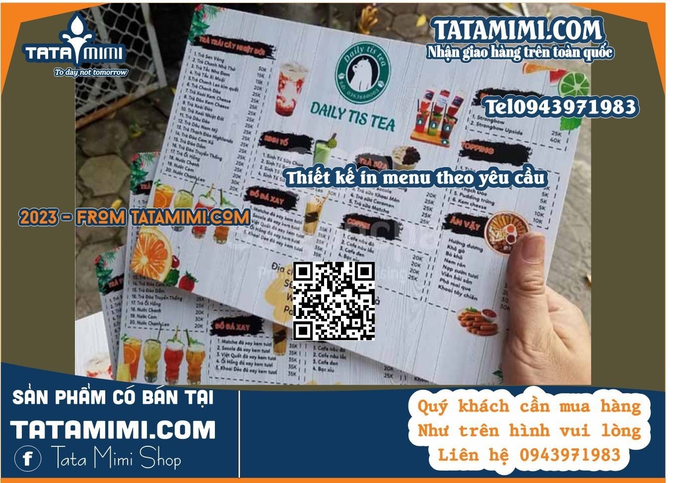 Biển menu chất liệu fomex kích thước A4