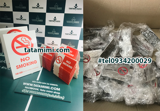Biển cấm hút thuốc chữ A-chữ L bằng mica inox