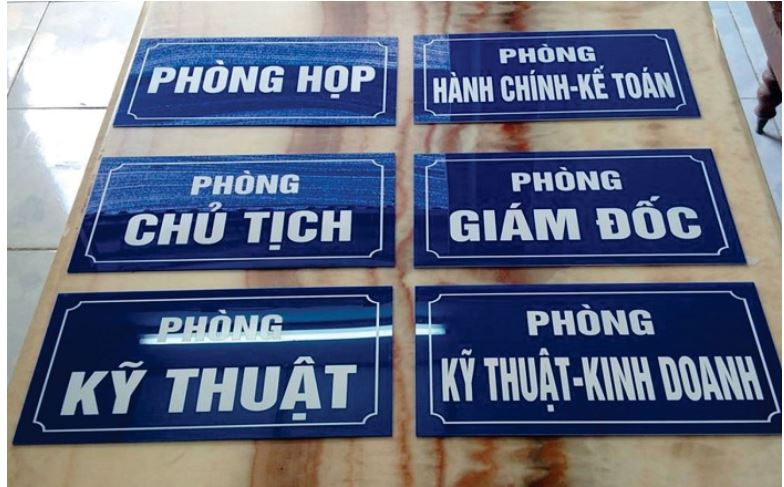 Làm biển phòng ban cho công ty như:biển phòng giám đốc, biển phòng kế toán, phòng họp, lễ tân.