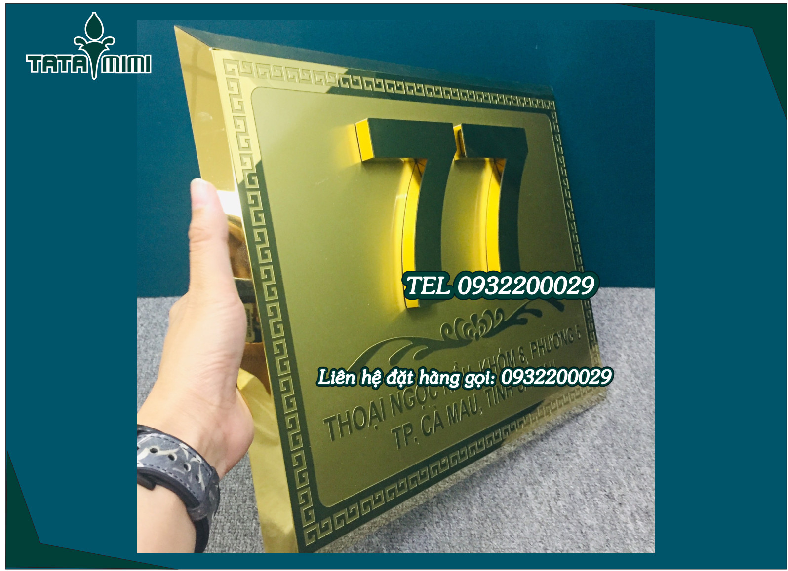 Biển số nhà được gắn chữ nổi hay khắc lên mica