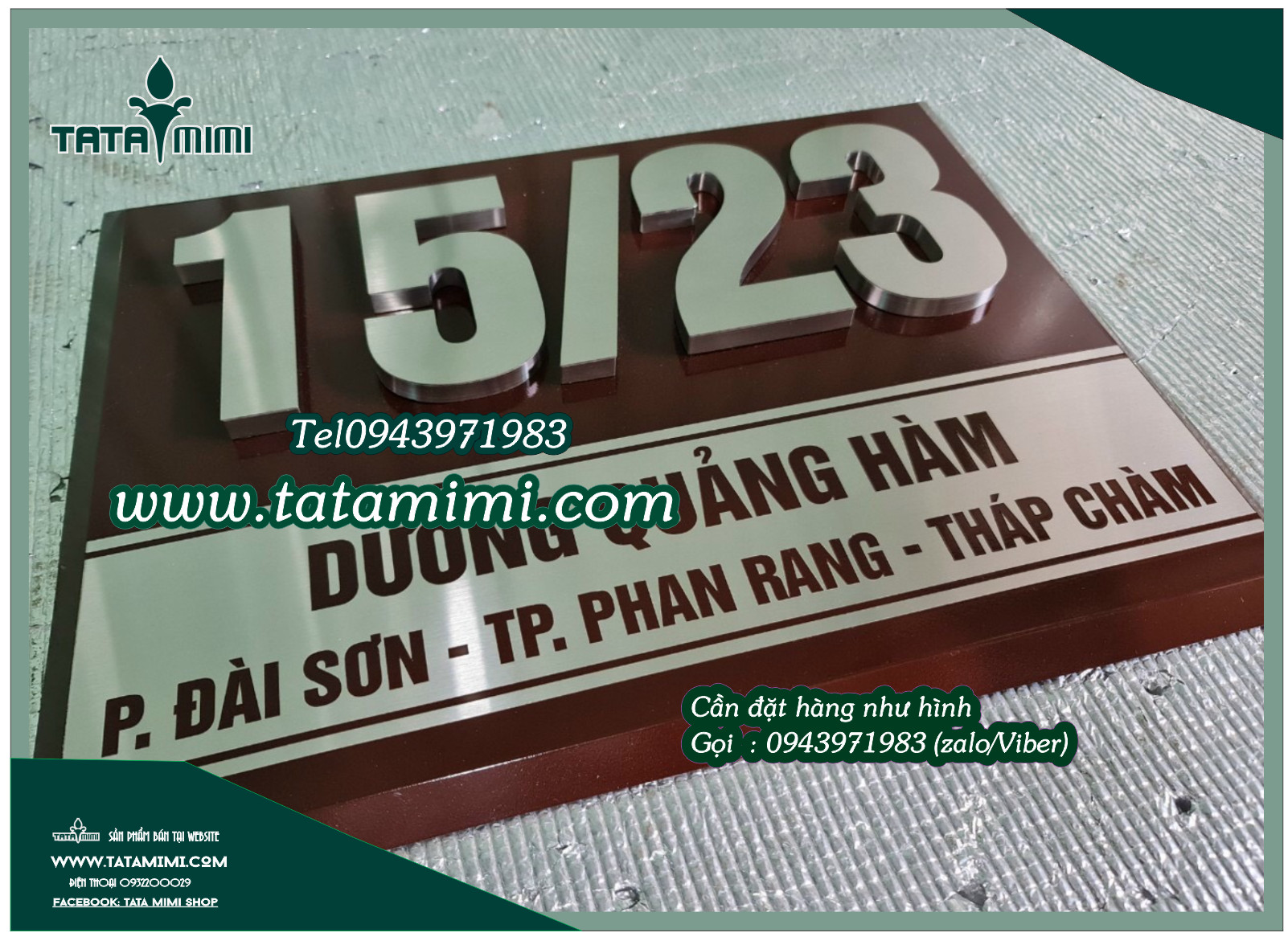 Biển số nhà kết hợp chữ nổi và in trực tiếp