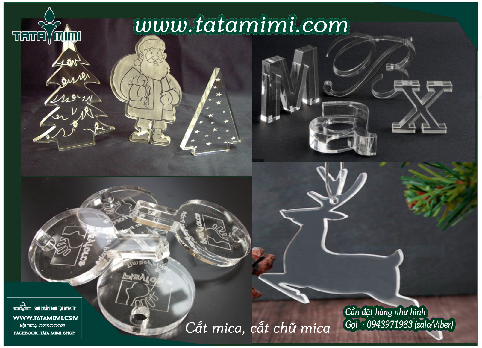 Chữ mica cắt từ tấm hay hút nổi.