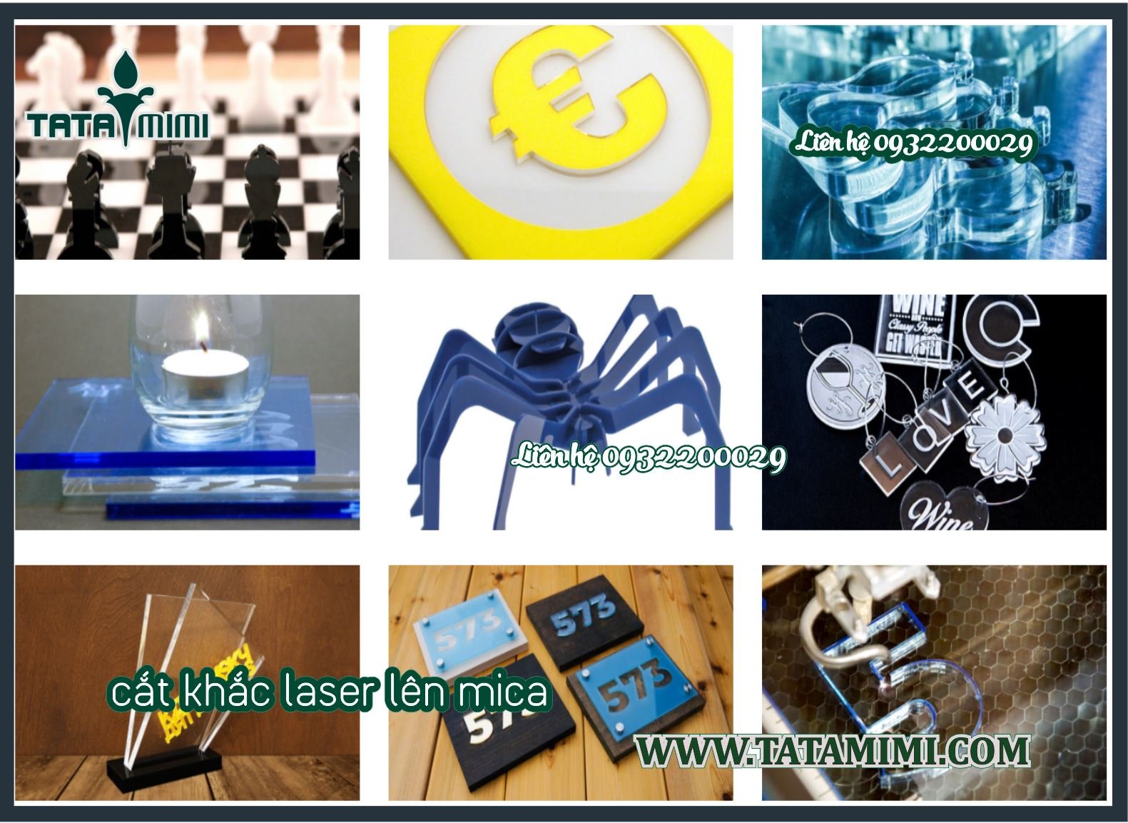 Cắt khắc lên mica trong và mica màu