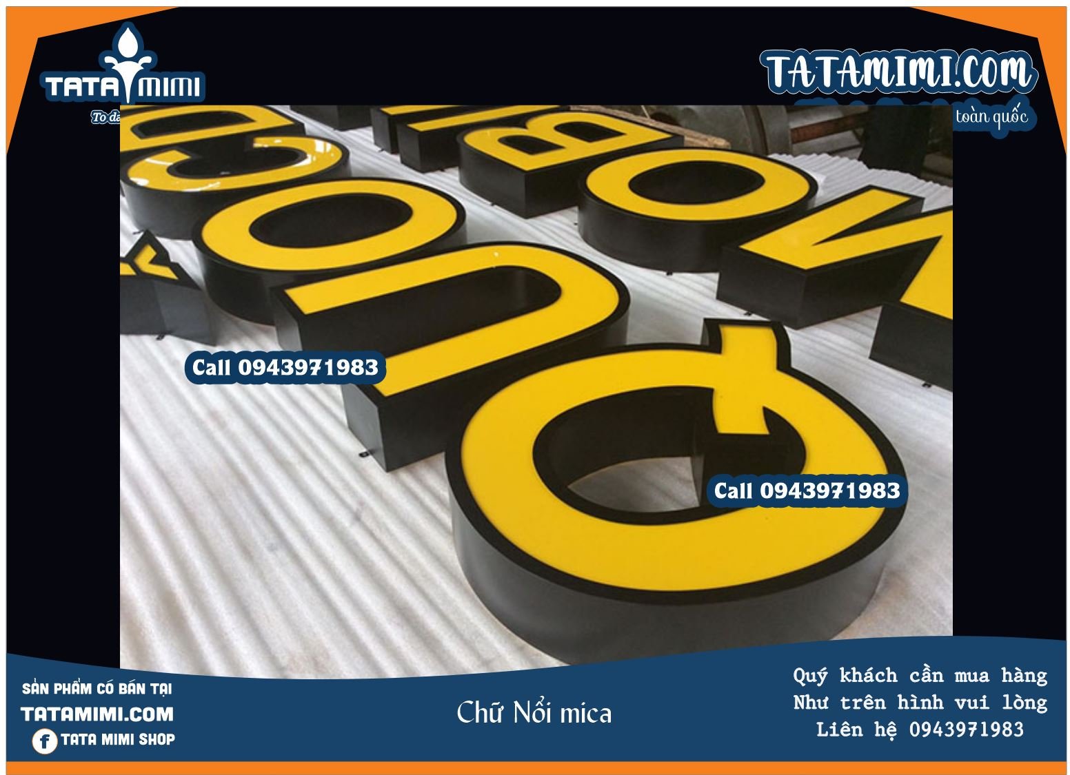 Kích thước chữ nổi mica