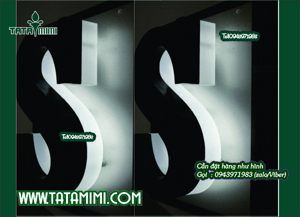 TATAMIMI gia công chữ nổi mica viền inox chuyên nghiệp