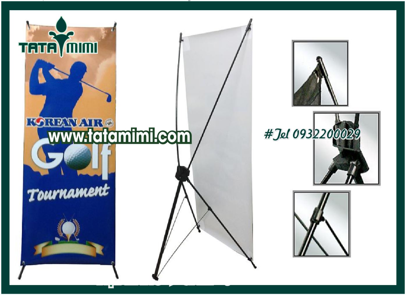 Standee chữ X giá cuốn in ấn nội dung