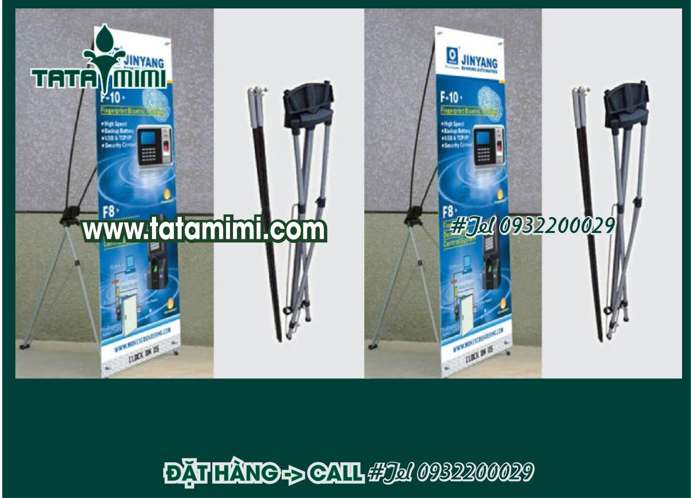 Standee chữ X giá cuốn in ấn nội dung