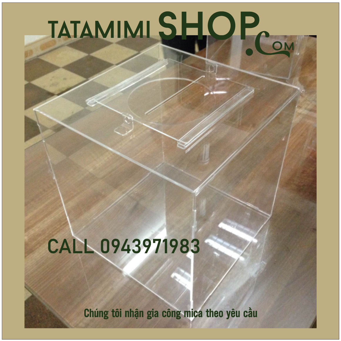 Thùng tip có sẵn từ mica màu 2mm