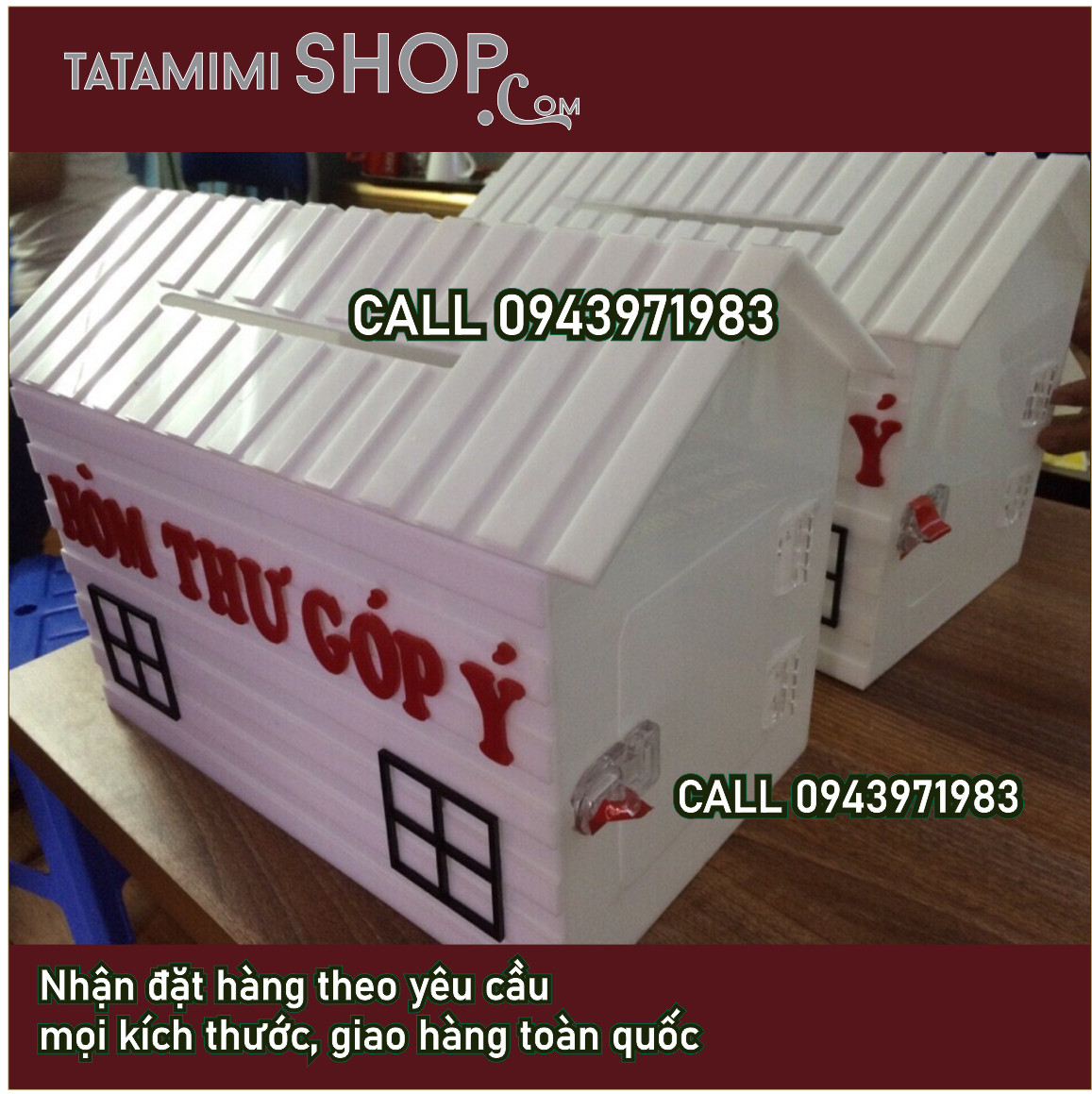 Hòm thư góp ý có gắn chữ nổi