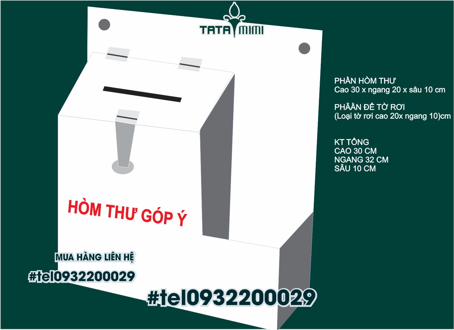 Thùng thư góp ý từ mica trong và trắng sữa