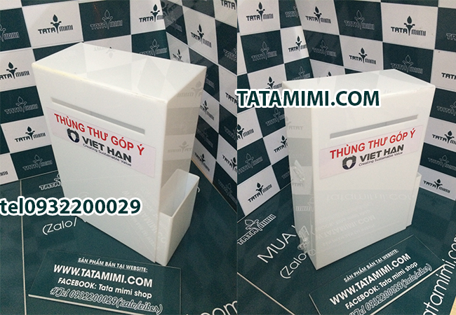 Hòm thư góp ý được in logo của doanh nghiệp