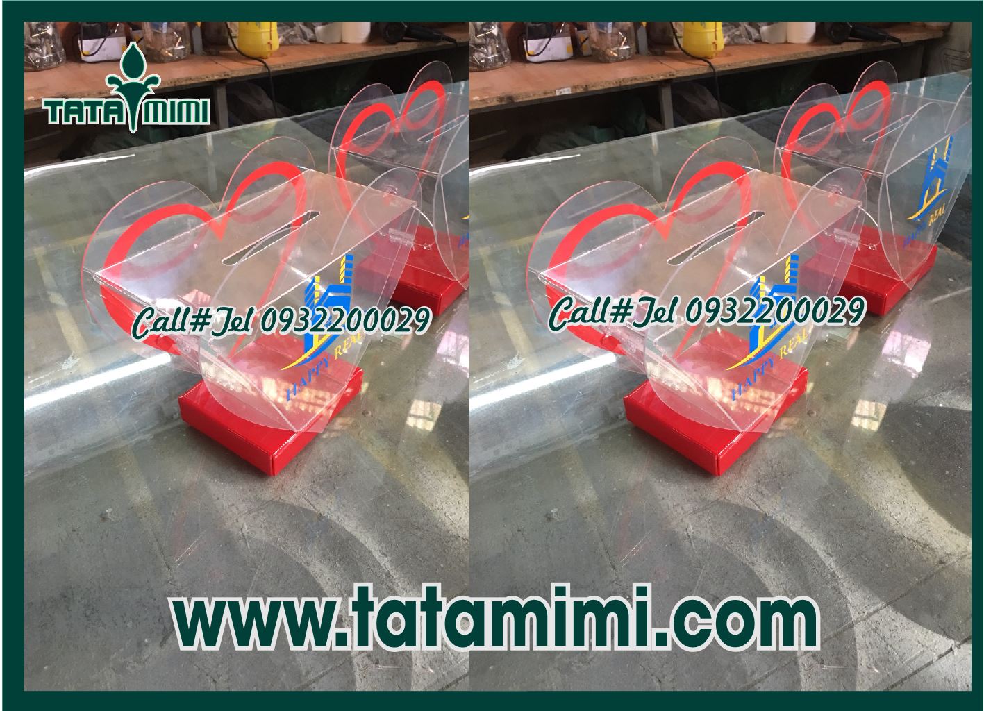 Thùng trái tim với kích thước lớn và nhỏ