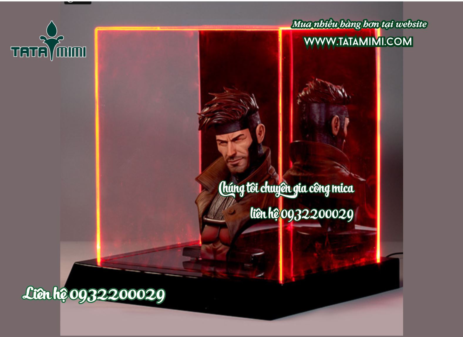 Hộp chụp mặt mica trong đế mica màu