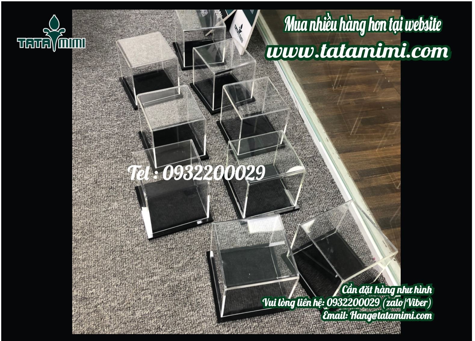 Hộp chụp thân mica trong với đế các màu khác nhau