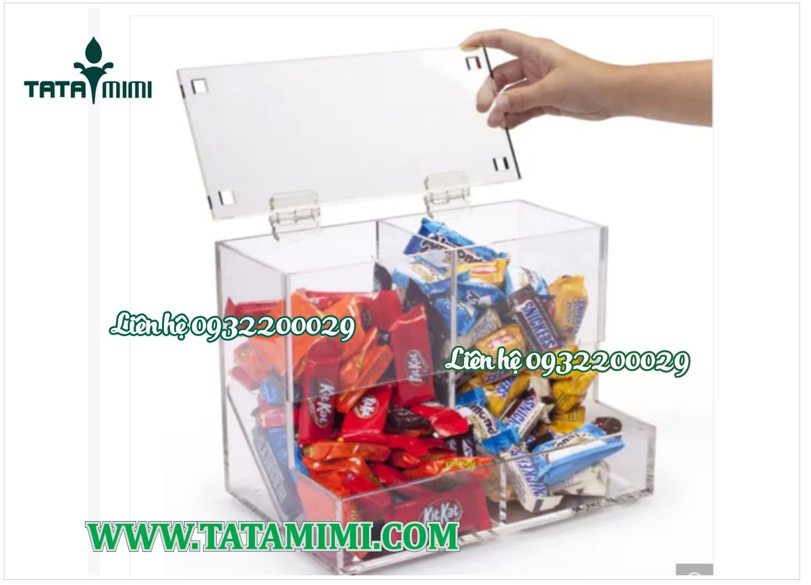 Hộp mica để bánh kẹo trong suốt