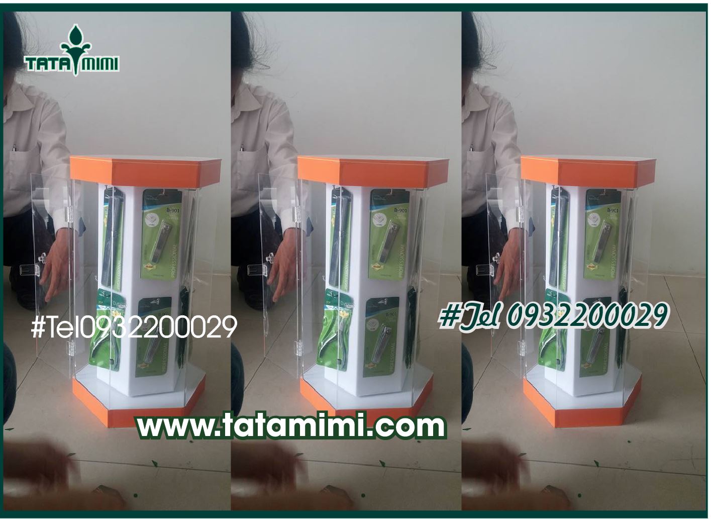 Kệ mica đế xoay 3 mặt – kệ mica menu xoay 4 mặt