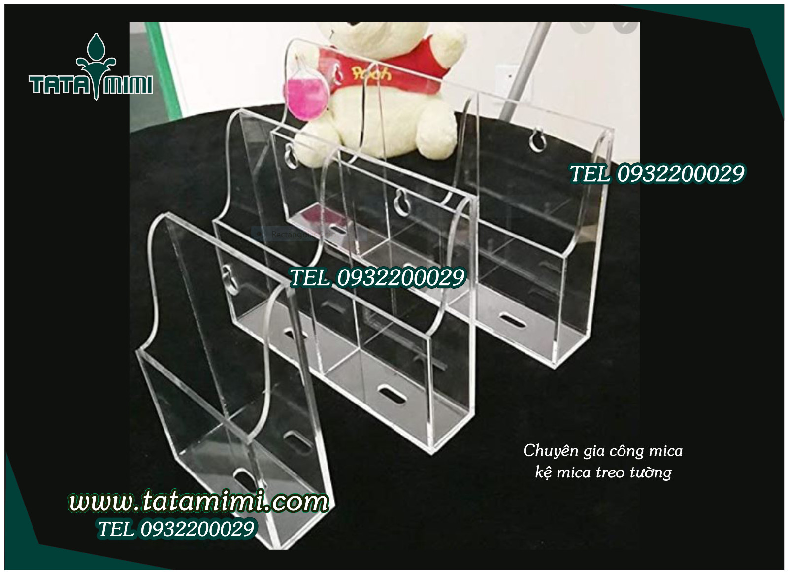 Mica gắn hộp chia nhiều ngăn nhỏ đựng đồ