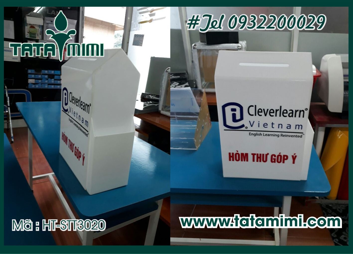 Thùng thư góp ý hình mái nhà hình chữ nhật hình vuông