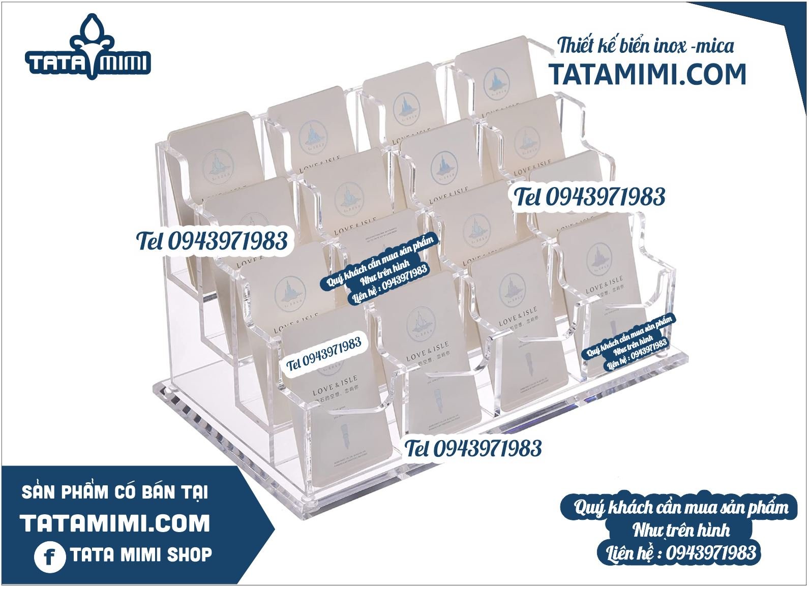 Kệ card để bàn 4 tầng 1 tầng có hàng