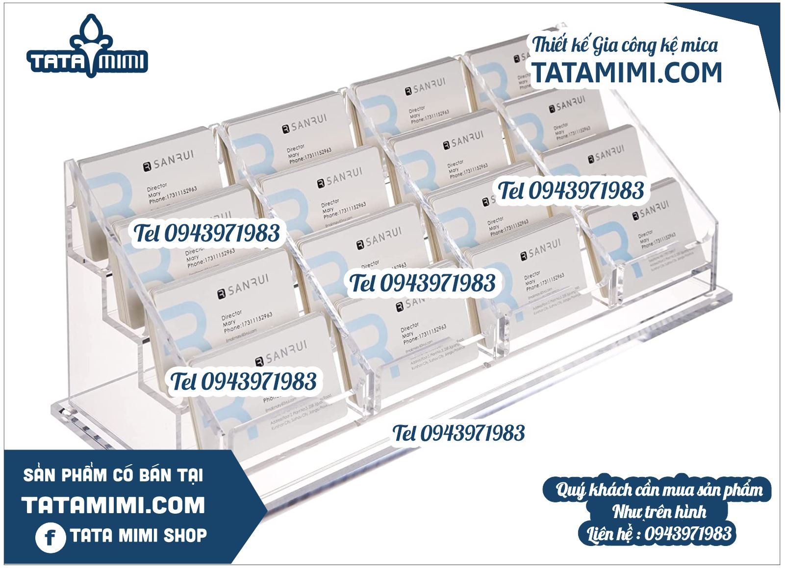 Kệ card để bàn 4 tầng 1 tầng có hàng