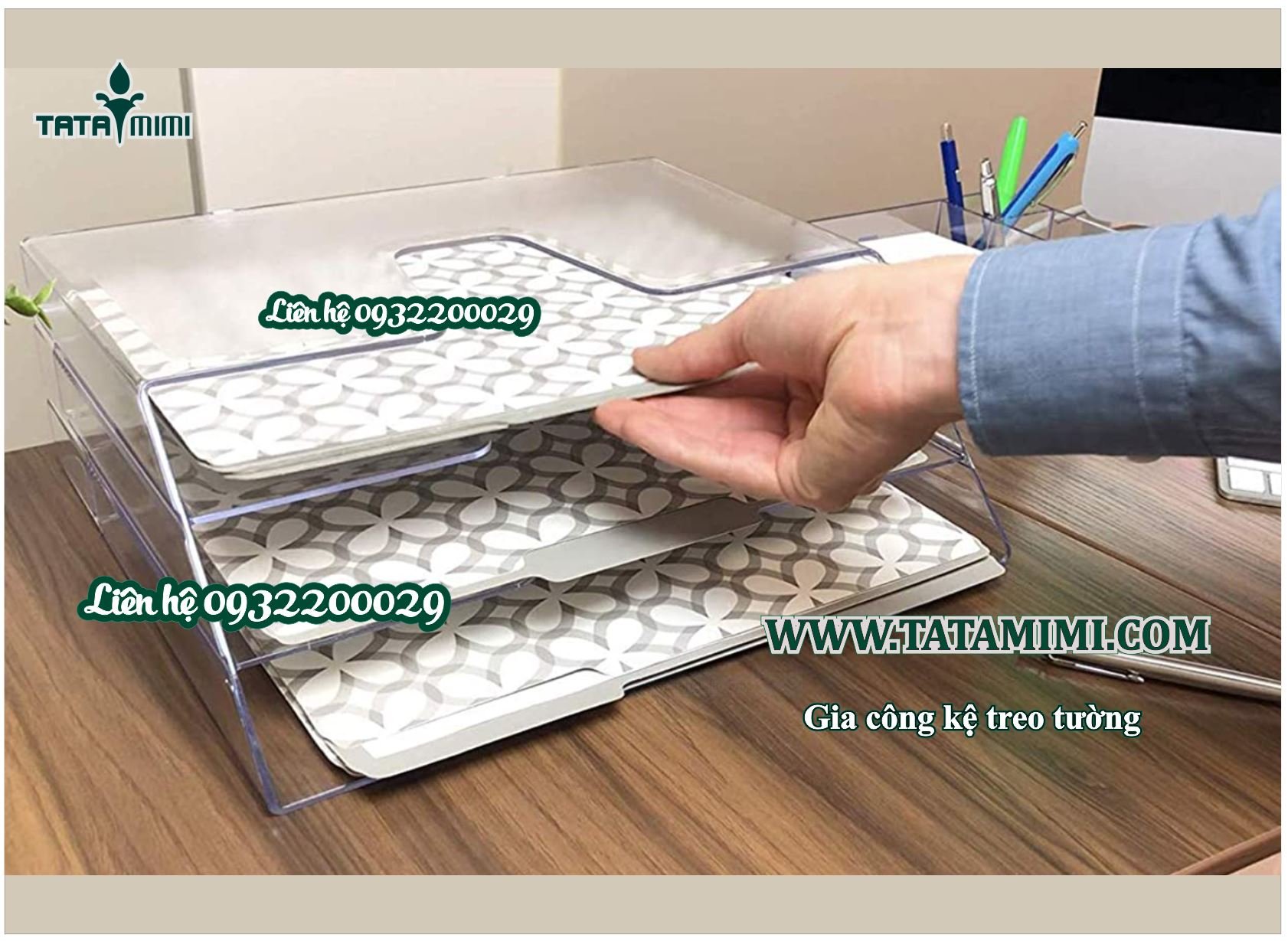 Kệ đựng giấy treo tường hoặc để bàn có 3 ngăn