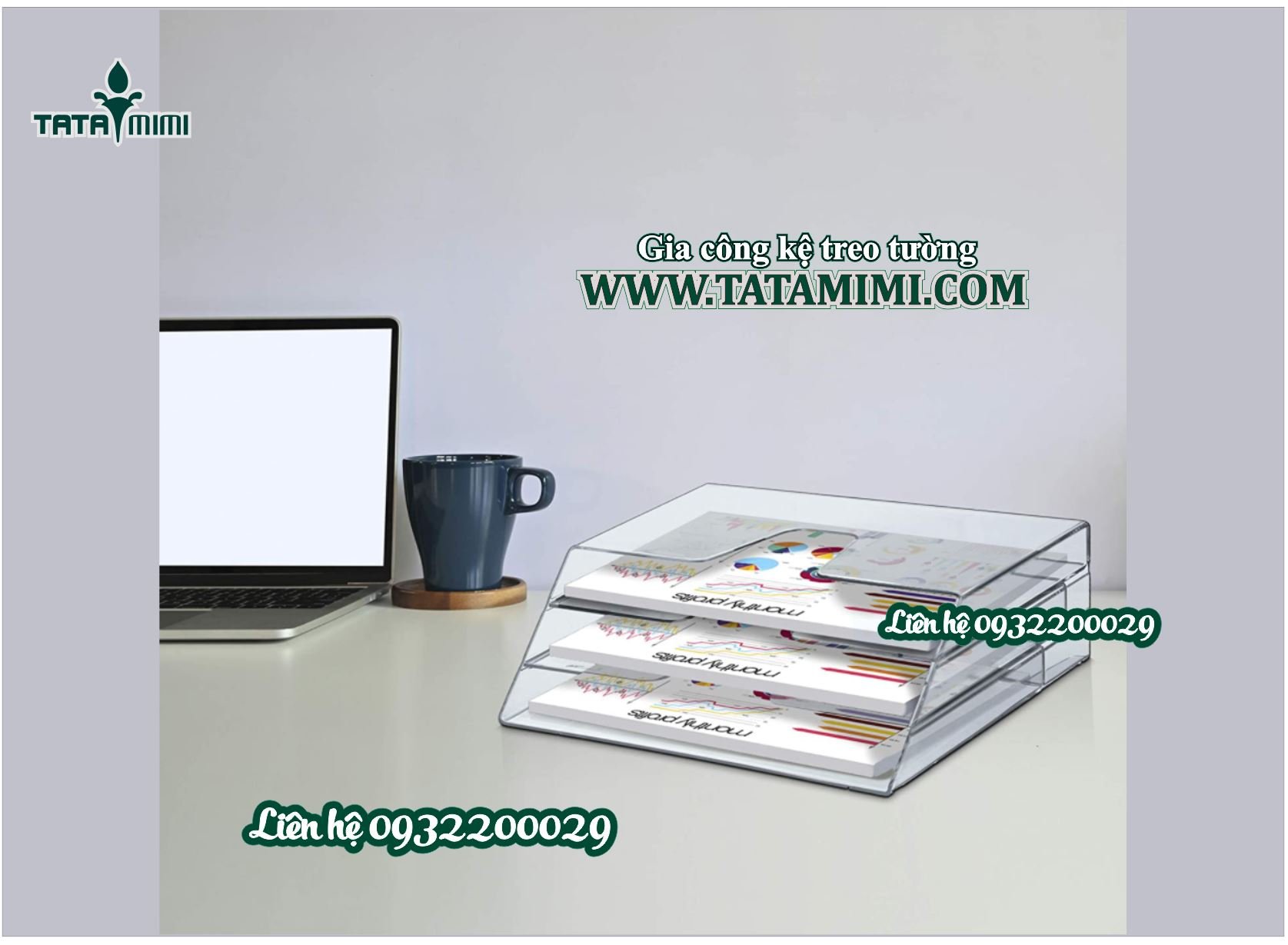 Kệ đựng giấy treo tường hoặc để bàn có 3 ngăn