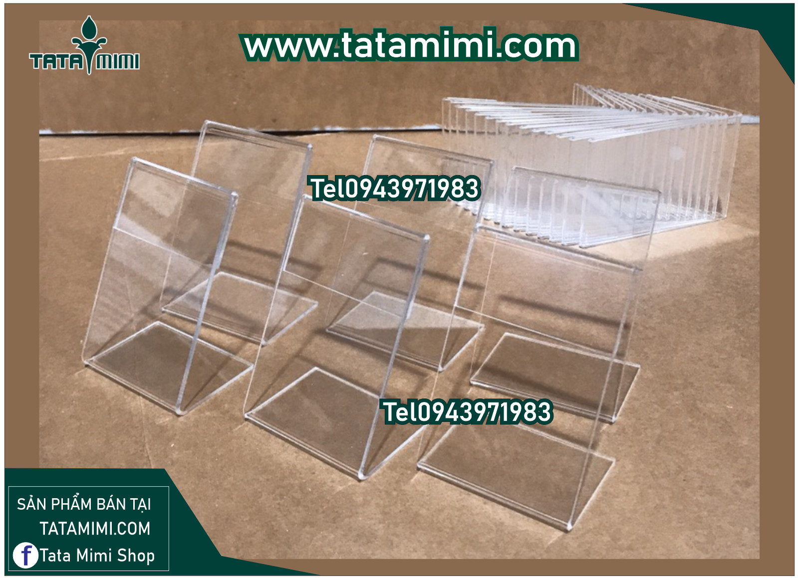 Chữ L bằng mica 2mm để tên sản phẩm