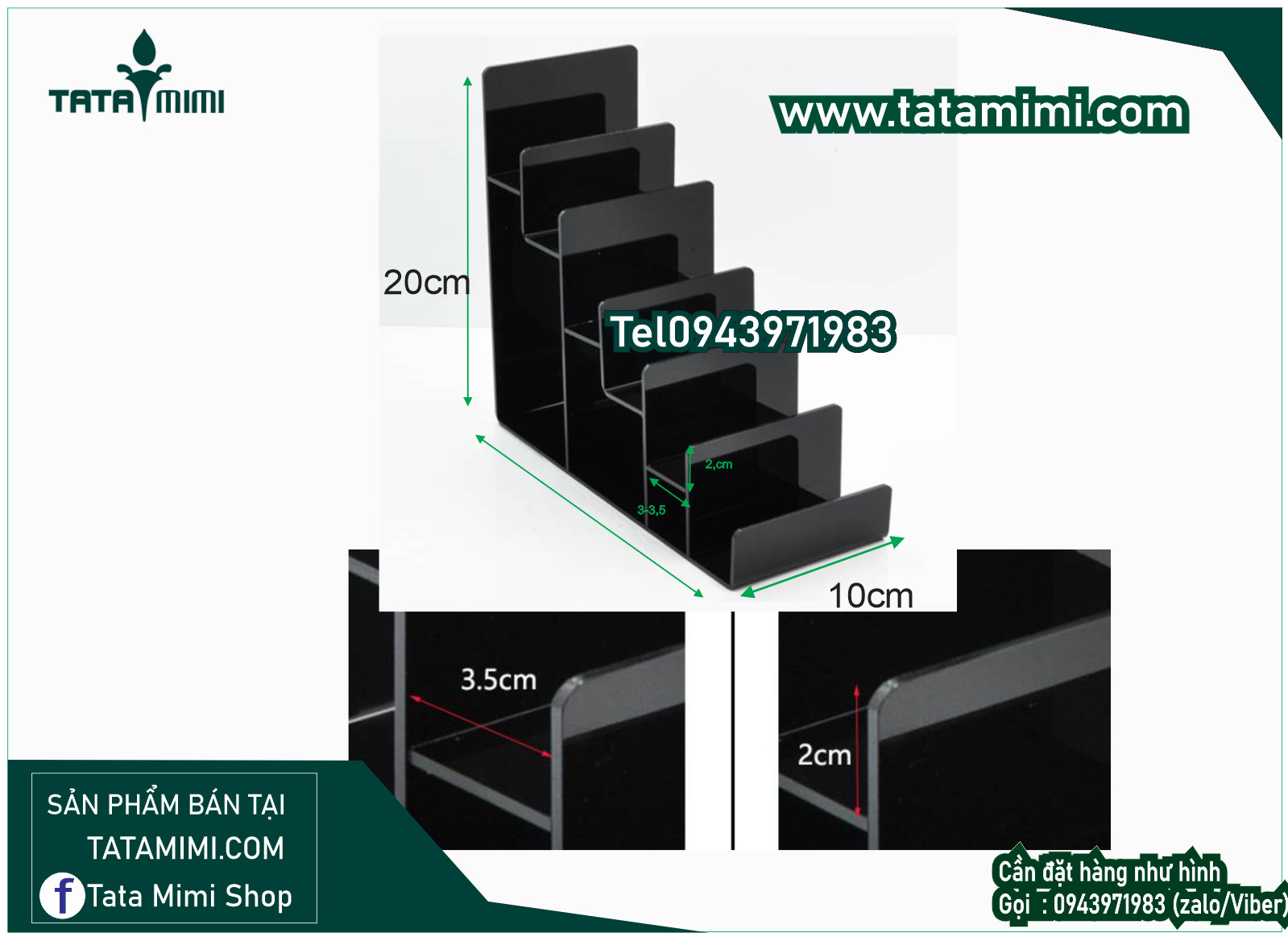 Kệ ví để bàn - kệ đựng sơn treo tường bằng mica