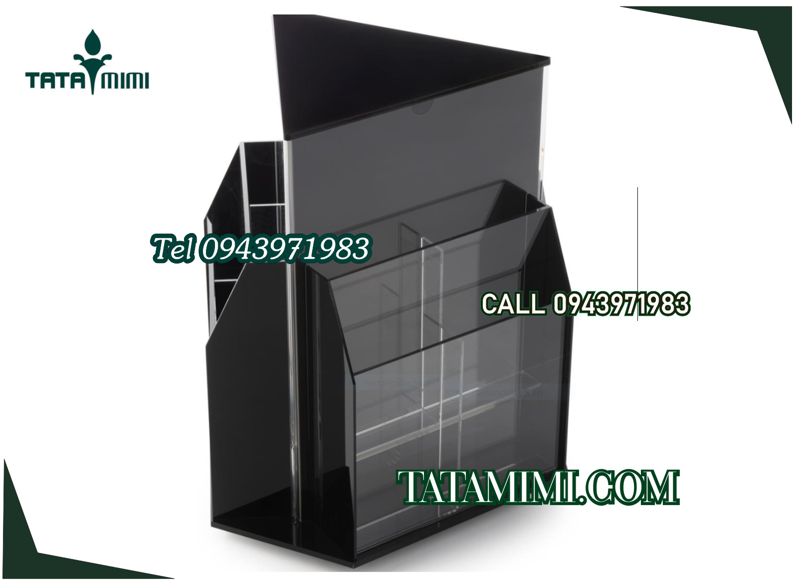 Kệ xoay 3 mặt các màu chia ngăn nhỏ đựng giấy tờ