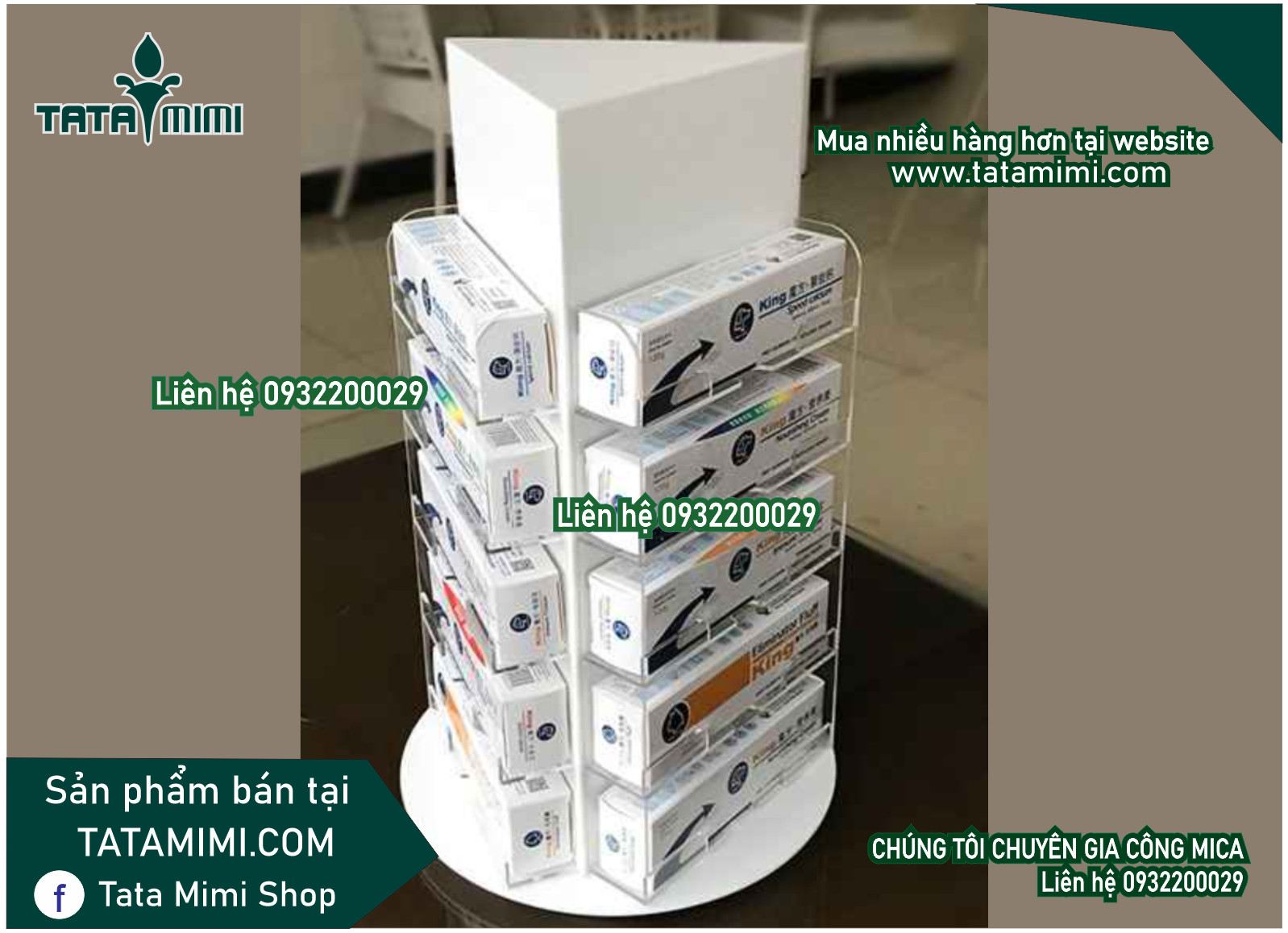 Kệ xoay mica để đồ vật hoặc giấy tờ