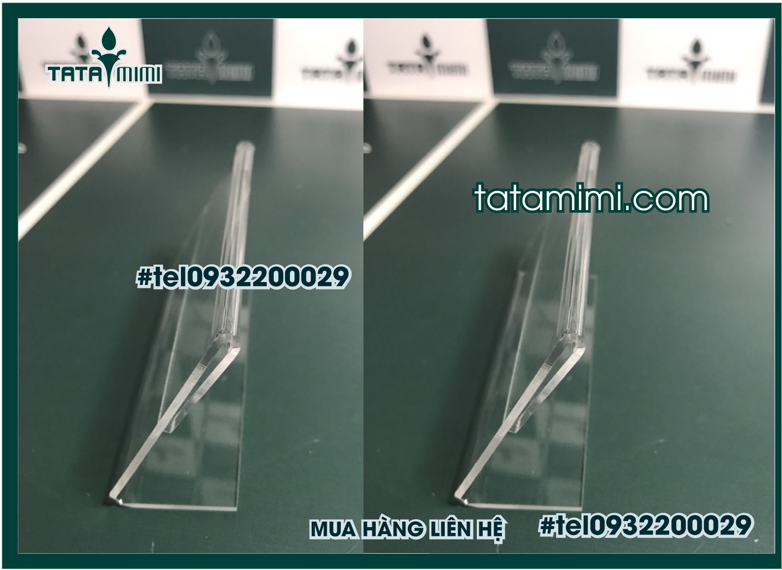 Kệ để tên sản phẩm từ mica 2mm kích thước 6x9cm