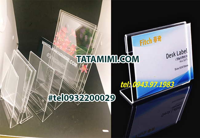 Kệ để tên sản phẩm từ mica 2mm kích thước 6x9cm