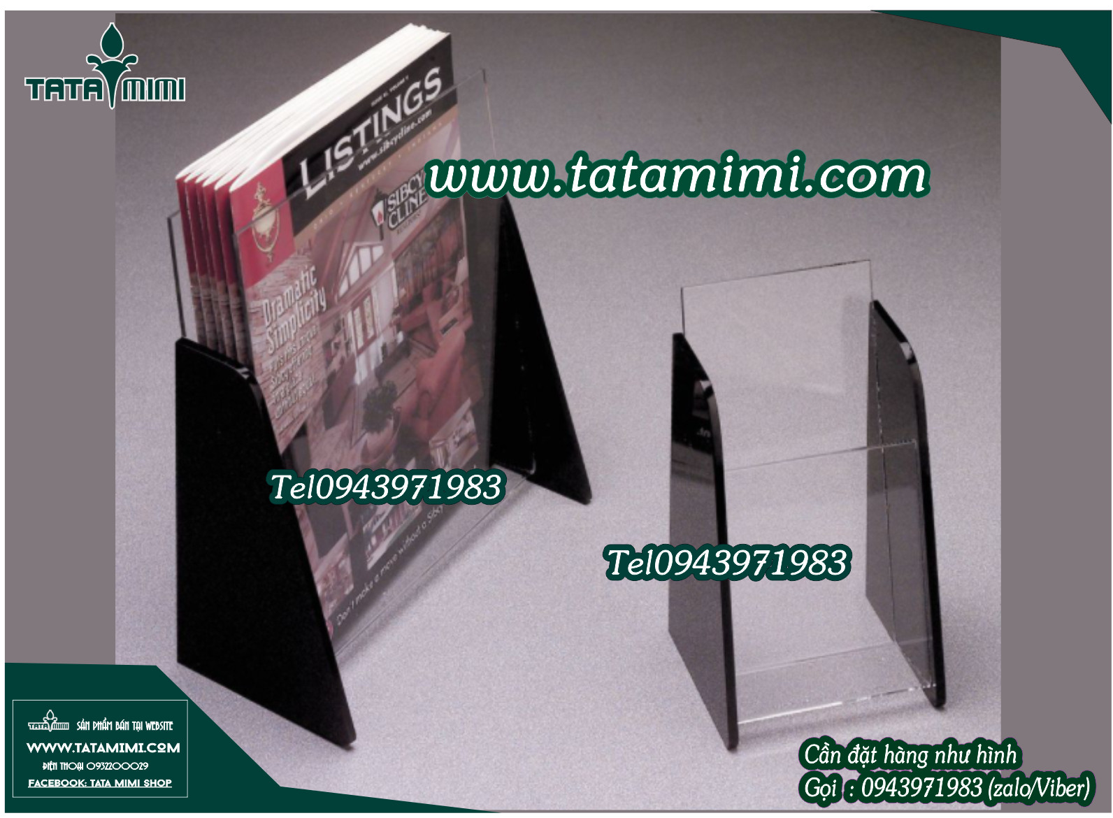 Kệ tờ rơi 1 ngăn để bàn từ mica