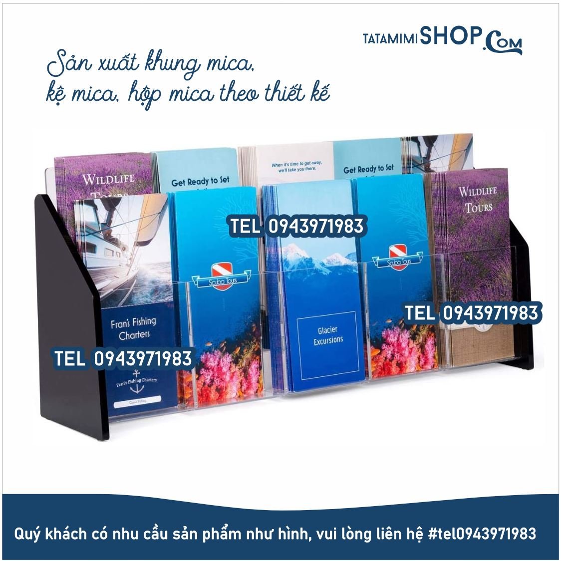 Hộp tờ rơi để bàn chia ngăn