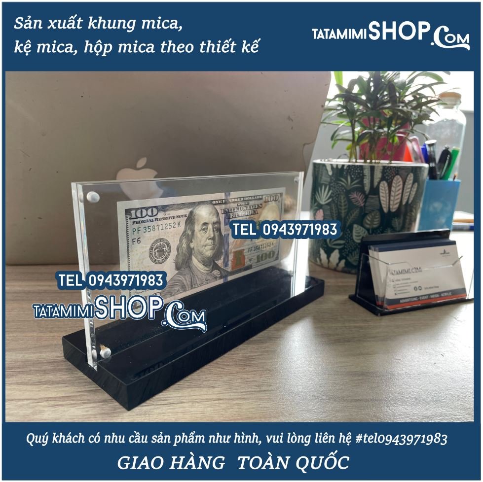 Khung mica hít nam châm để tiền lưu niệm