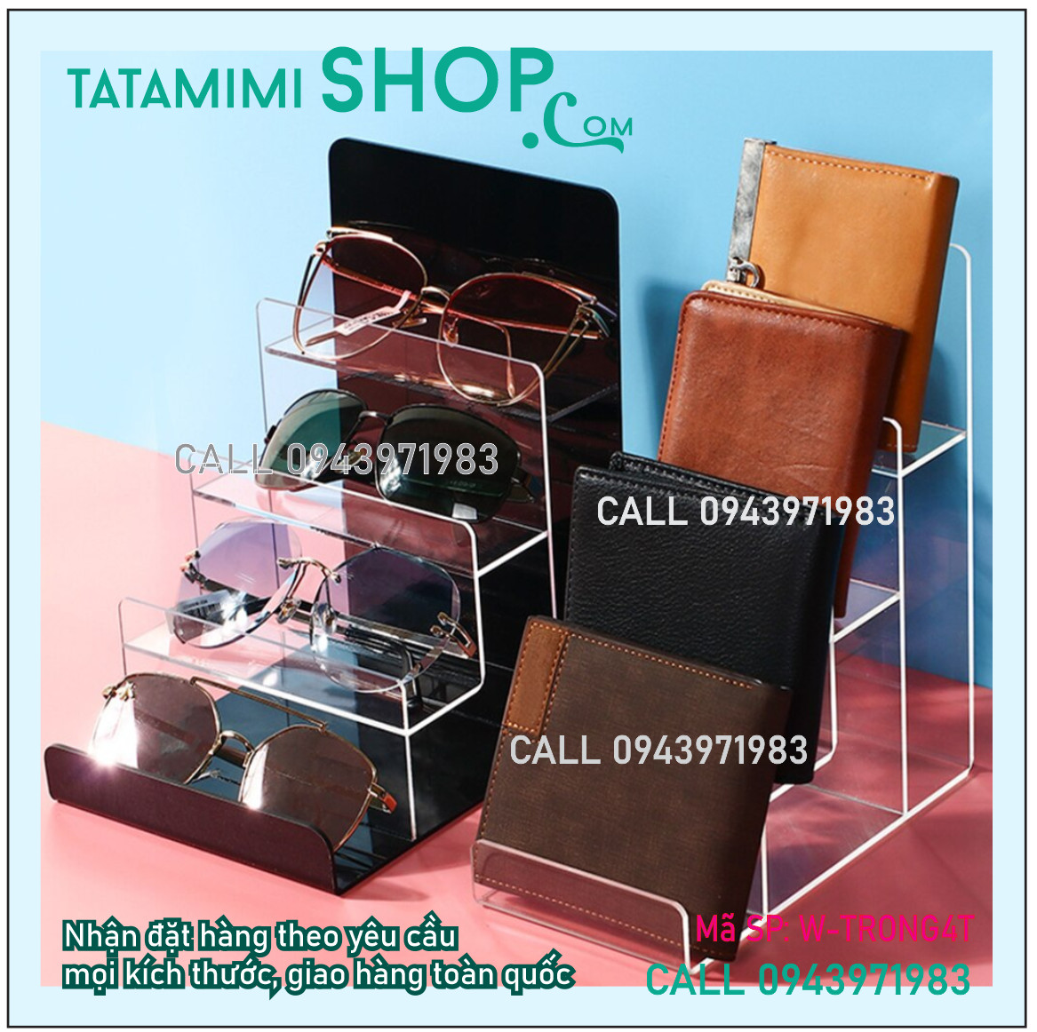 Có sẵn kệ ví- kệ kính bằng mica