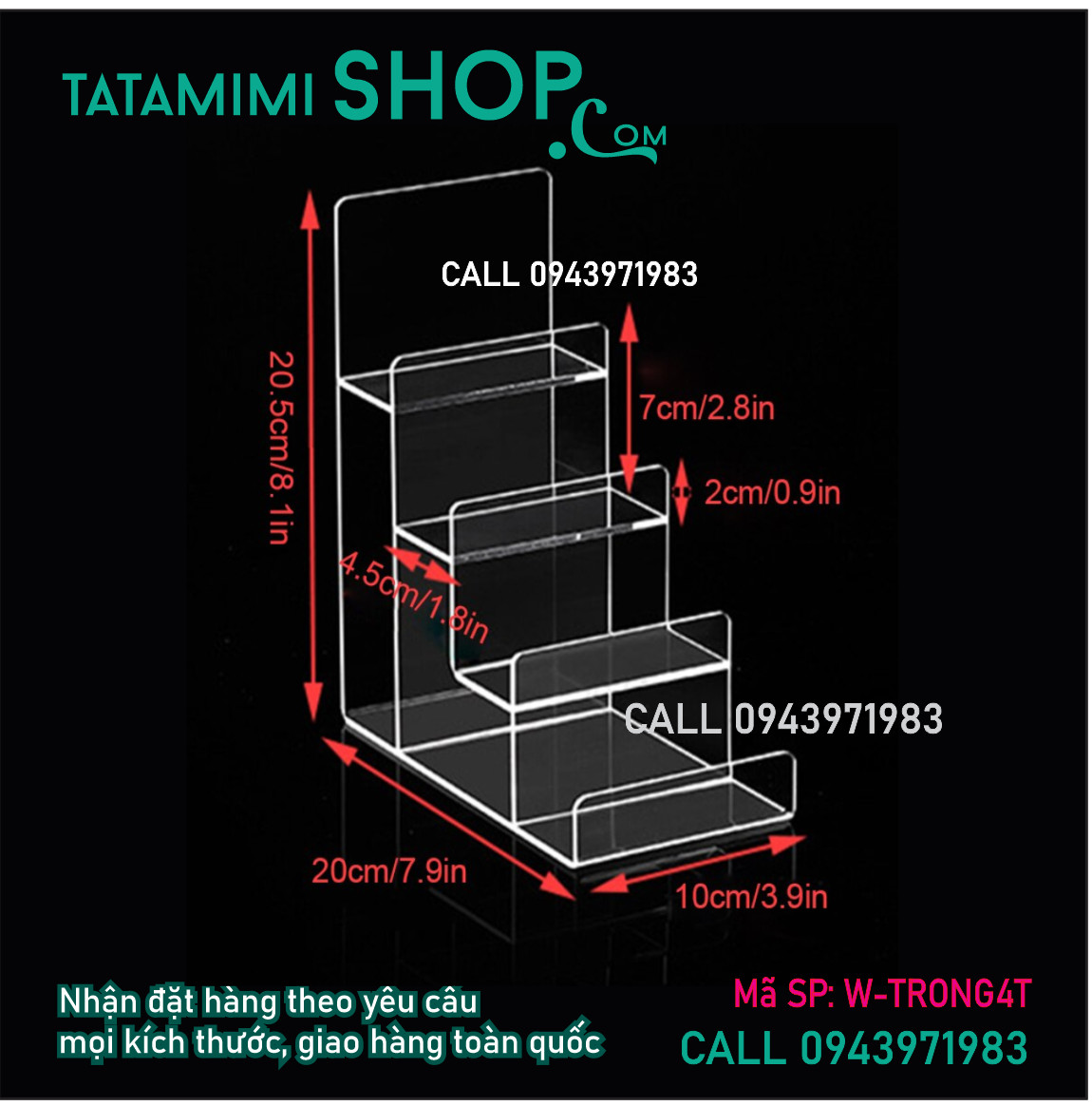 Kệ ví bằng mica trong hoặc mica màu